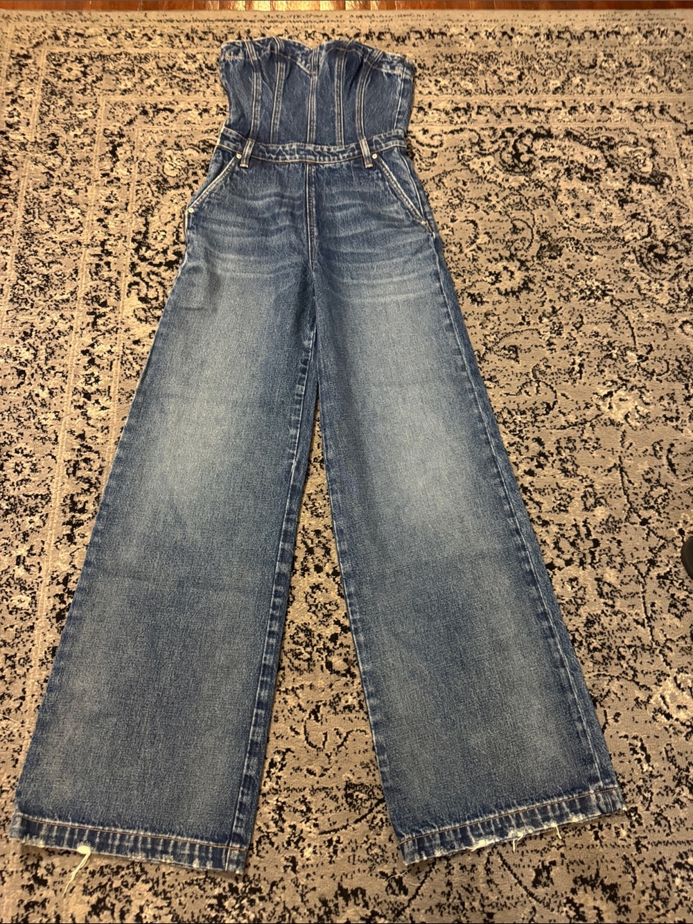 Wide-Leg bustier denim jumpsuit